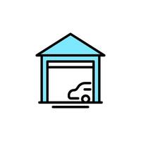 Flat Icon Line Building car garage symbols editable file vector