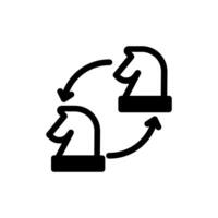 Semi solid Icon Glyph two knight switch position, chess piece strategy game symbol design vector