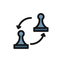 Flat Icon Line two pawns switch position, chess piece strategy game symbol design vector