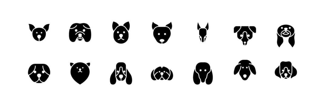 Glyph Icon Set Various of Dog. Simple and Minimalist Line, Easy to Use for mobile or web. Editable files. Solid Icon Style vector