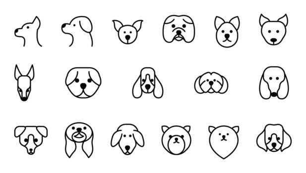 Icon Set Various of Dog. Simple and Minimalist Line, Easy to Use for mobile or web. Editable Stroke Line, Let's Make your Design Easier vector