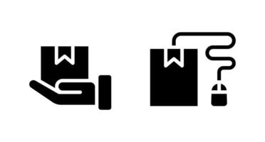 icon solid or glyph order and shipping concept, hand hold box delivery and ecommerce online. Editable file vector