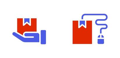 icon glyph colorful order and shipping concept, hand hold box delivery and ecommerce online. Editable file vector