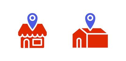 Icon flat colorful pin location store and home, maps delivery. Editable file vector