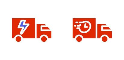 Icon solid or glyph colors fast truck delivery with flash and clock symbols. Editable file vector