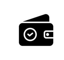 Icon solid or glyph wallet with check mark symbols, payment and purchase online shopping. Editable file vector
