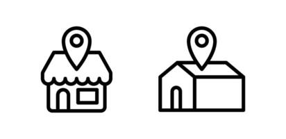 Icon line pin location store and home, maps delivery. Editable file vector