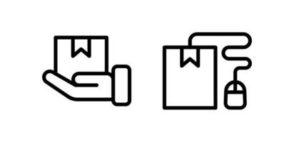 icon line order and shipping concept, hand hold box delivery and ecommerce online. Editable file vector