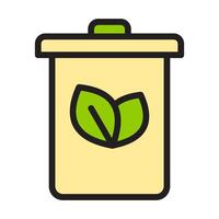 Icon flat trash bin and leaf, rubbish bin and leaf, nature go green and save earth. Editable file vector