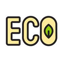 Icon flat tec ECO with leaf ecology, nature go green and save earth. Editable file vector