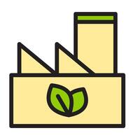 Icon flat factory leaf ecology, nature go green and save earth. Editable file vector