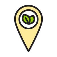 Icon flat pin location or point with leaf ecology, nature go green and save earth. Editable file vector