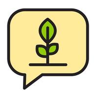 Icon flat chat with sprout leaf ecology, nature go green and save earth. Editable file vector