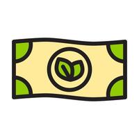 Icon flat money paper with leaf ecology, nature go green and save earth. Editable file vector