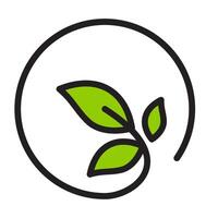 Icon flat circle leaf ecology, nature go green and save earth. Editable file vector