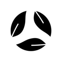 Icon solid glyph circle loop leaf renewable energy, nature go green and save earth. Editable file vector