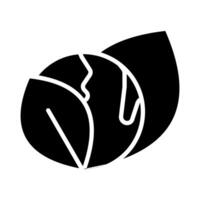 Icon solid glyph earth globe with leaf ecology, nature go green and save earth. Editable file vector