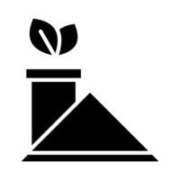 Icon solid glyph rooftop and chimney with leaf ecology, nature go green and save earth. Editable file vector