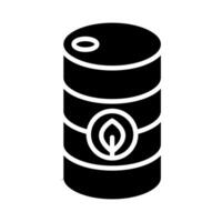 Icon solid glyph drum with leaf ecology, nature go green and save earth. Editable file vector