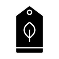 Icon solid glyph shopping tag with leaf ecology, nature go green and save earth. Editable file vector
