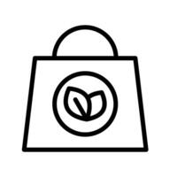Icon line paper bag leaf ecology, nature go green and save earth. Editable file vector