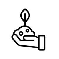 Icon line hand hold sprout leaf ecology, nature go green and save earth. Editable file vector
