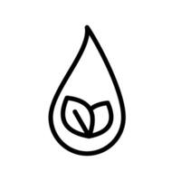 Icon line droplet water and leaf ecology, nature go green and save earth. Editable file vector