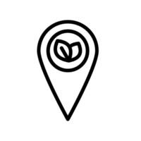 Icon line pin location or point with leaf ecology, nature go green and save earth. Editable file vector