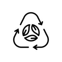 Icon line leaf recycle triangle, nature go green and save earth. Editable file vector