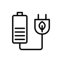 Icon line charging battery with energy ecology , nature go green and save earth. Editable file vector