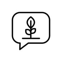 Icon line chat with sprout leaf ecology, nature go green and save earth. Editable file vector