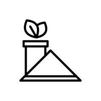Icon line rooftop and chimney with leaf ecology, nature go green and save earth. Editable file vector