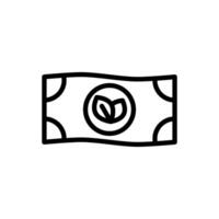 Icon line money paper with leaf ecology, nature go green and save earth. Editable file vector