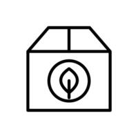 Icon line box packaging with leaf ecology, nature go green and save earth. Editable file vector