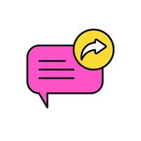 icon flat bubble and text chat with share arrow symbols. Editable file vector