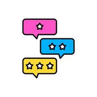 Icon flat bubble chats with rating star shape. Editable file vector