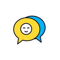 icon flat bubble chat with happy expression emoticon. Editable file vector