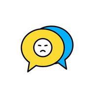 icon flat bubble chat with angry expression emoticon. Editable file vector