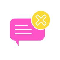 icon glyph colors bubble and text chat with cancel x symbols. Editable file vector