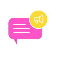 icon glyph colors bubble and text chat with megaphone symbols. Editable file vector