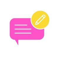 icon glyph colors bubble and text chat with pencil symbols. Editable file vector