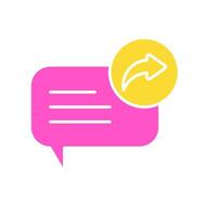 icon glyph colors bubble and text chat with share arrow symbols. Editable file vector