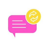 icon glyph colors bubble and text chat with repeat symbols. Editable file vector