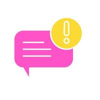 icon glyph colors bubble and text chat with warning symbol. Editable file vector