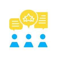icon glyph colors people giving review and feedback with bubble chat. Editable file vector