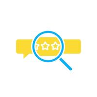 icon glyph colors magnify and bubble chat, search for rating stars. Editable file vector