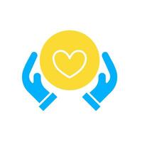 icon glyph colors hands hold love shape. Editable file vector