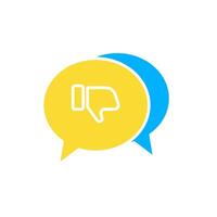 icon glyph colors bubble chat with thumb down symbols, bad customer feedback. Editable file vector