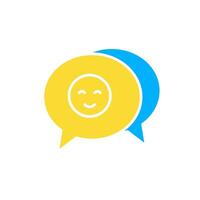 icon glyph colors bubble chat with happy expression emoticon. Editable file vector