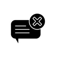 icon solid glyph bubble and text chat with cancel x symbols. Editable file vector